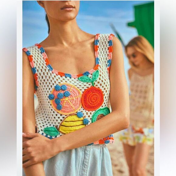 Hunter Bell Doris Crochet Top Citrus Grove Size Large - Picture 6 of 13
